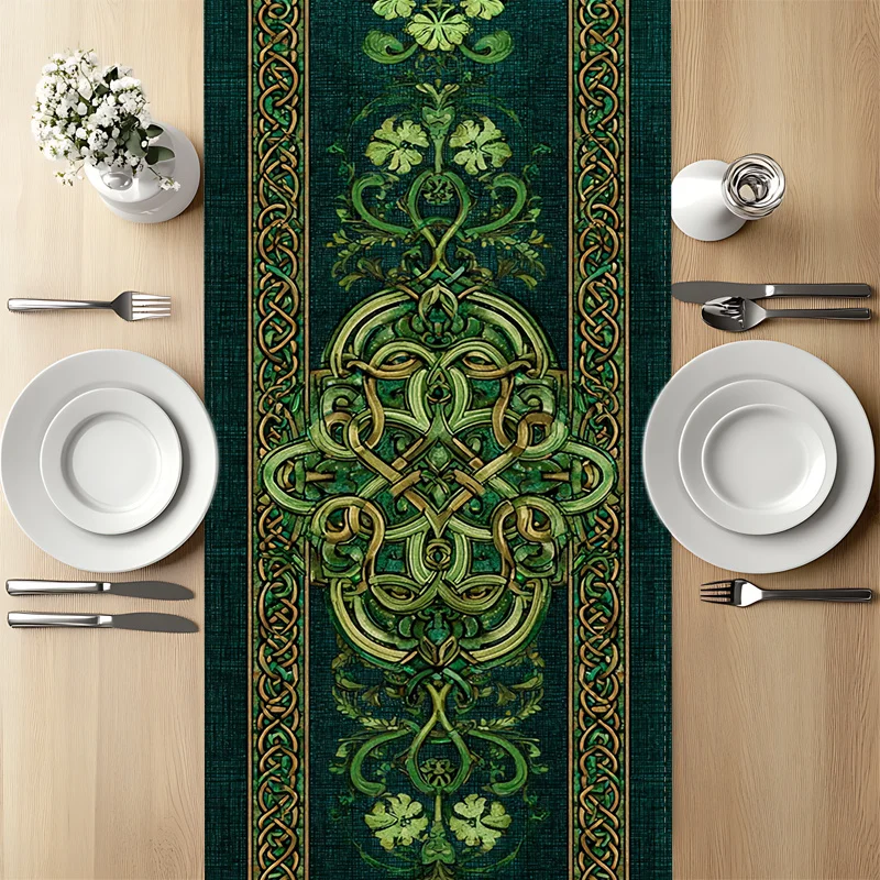 VIKAMA Traditional Celtic Clover Table Runner Adds Authentic Irish Charm To Your Table Ideal For Daily Use Holiday Celebrations