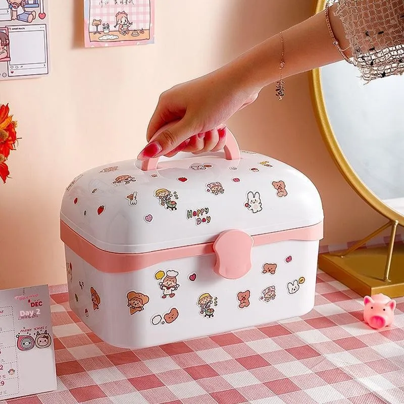 

Large Capacity Children's Hair Accessories Desktop Storage Box with Cover Girls Hair Clips Elastic Bands Jewelry Box