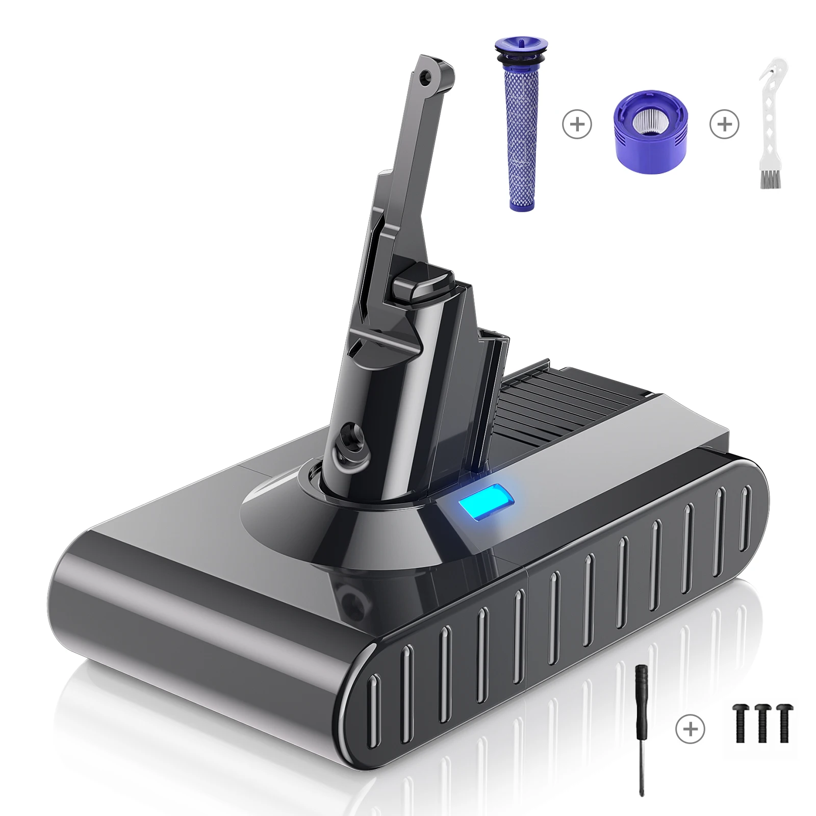 6000mAh batterij voor Dyson V8 vervangende batterij 21,6V voor Dyson V8 Li-ion stofzuiger batterij met voorfilter v8 postfilter - afbeelding 2
