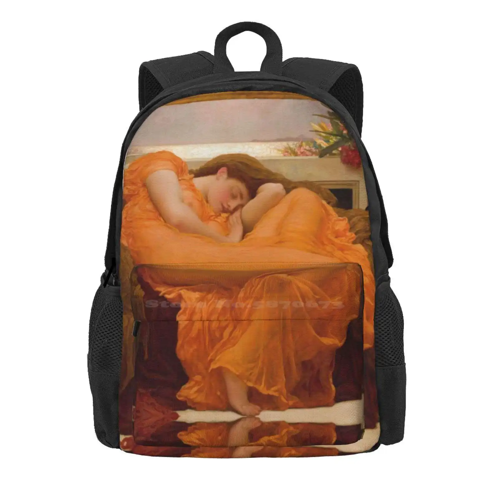 Flaming June - Sir Frederic Leighton 1895 Hot Sale Schoolbag Backpack Fashion Bags Flaming June Sir Frederic Leighton Frederick