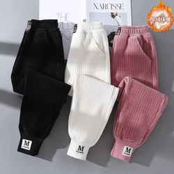 New Winter Keep Warm Boys Pants Lining Plus Velvet Thicken Corduroy Trousers For Kids Children Outdoor Cold Resistant Pants