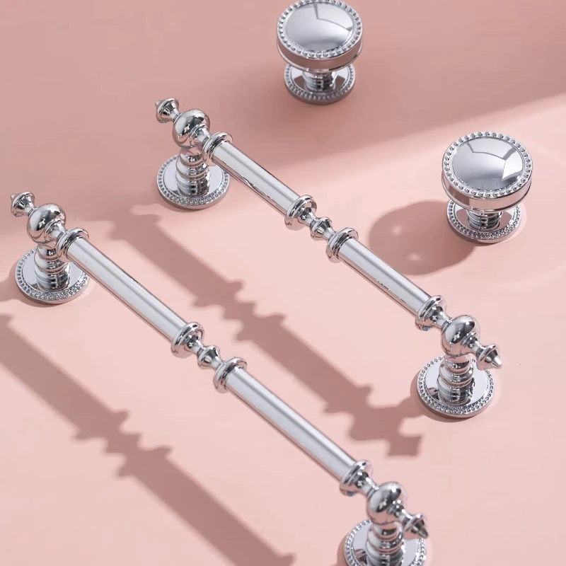 Bright Silver European Style Furniture Handles and Knobs Pull Kitchen Cupboard Wardrobe Dresser Shoe Box Drawer Cabinet Bar Knob