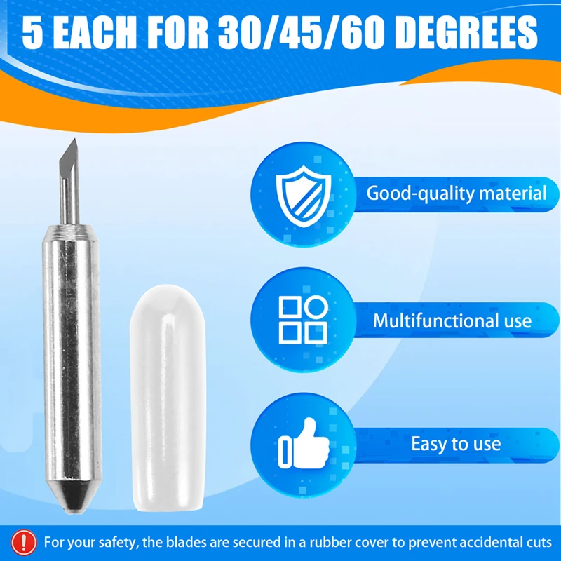 BHBD-30/45/60 Degree Plotter Blades Vinyl Cutter Film Knife 15Pcs For Cricut Joy Replacement Cutting Blades With Blade Holder