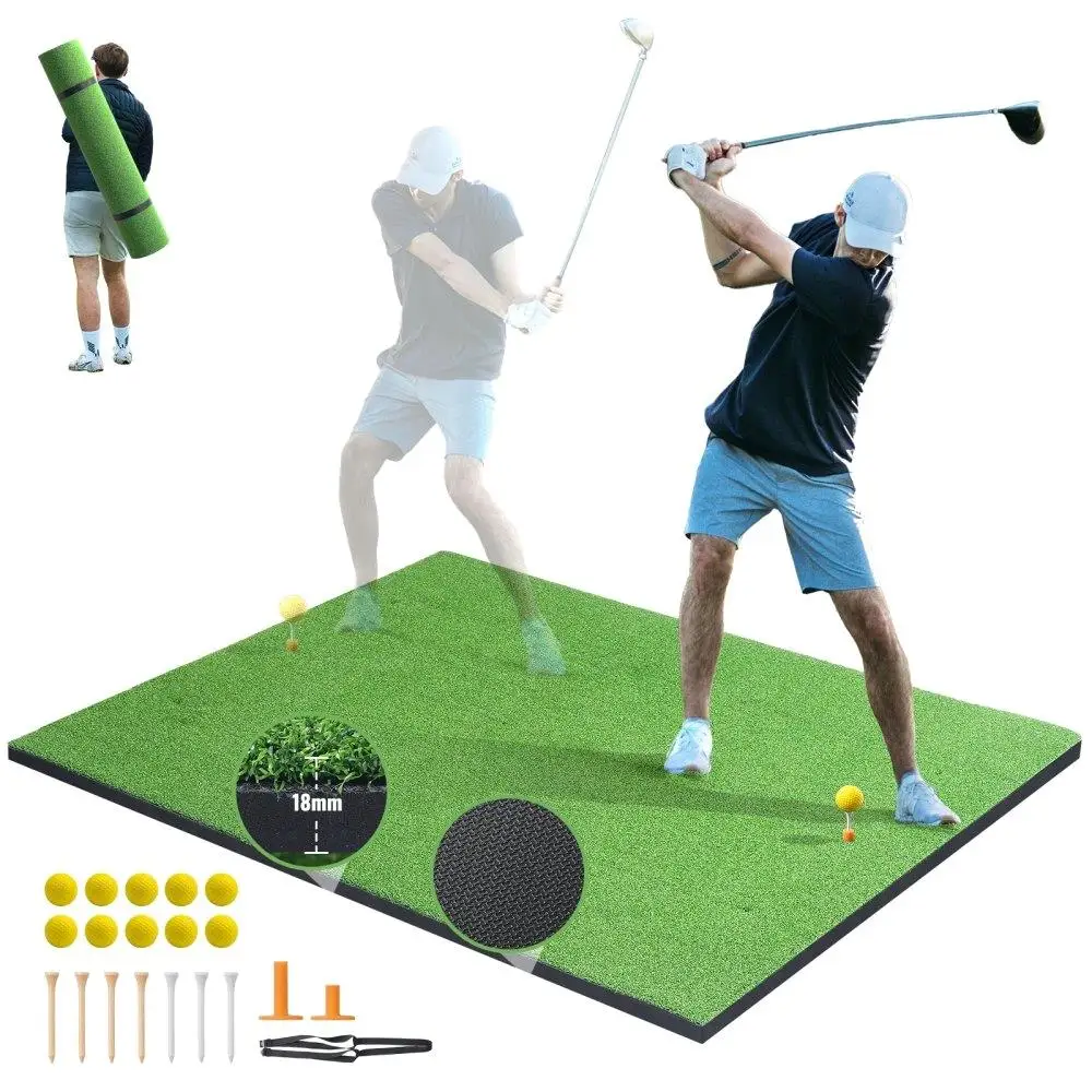 

Golf Hitting Mat 5x4ft Turf Training Aid for Indoor Outdoor Practice
