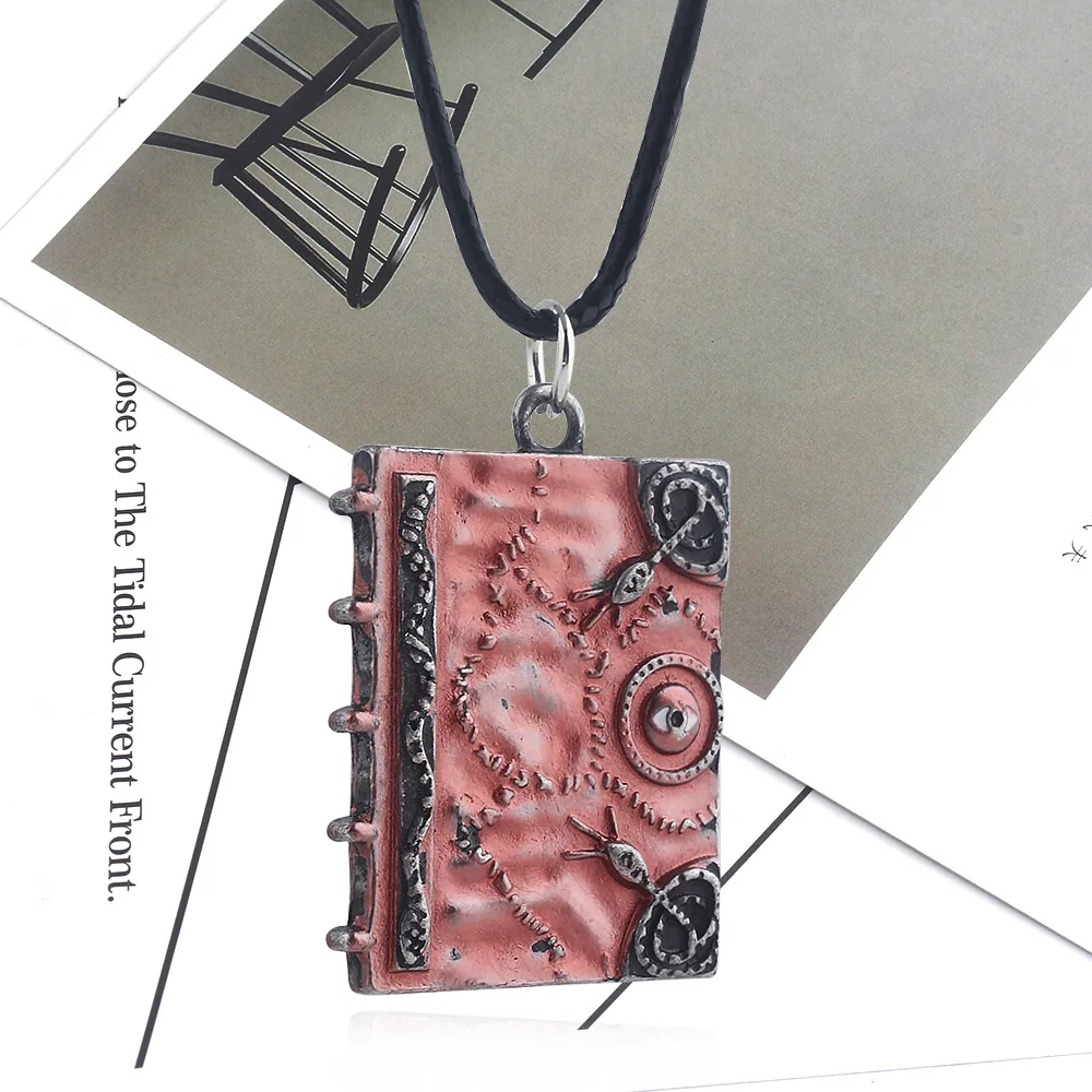 Movie 3D Spell Book Necklace Witches Sanderson Sisters Magic Book Double Sided Pendant Choker for Women Kid Gifts