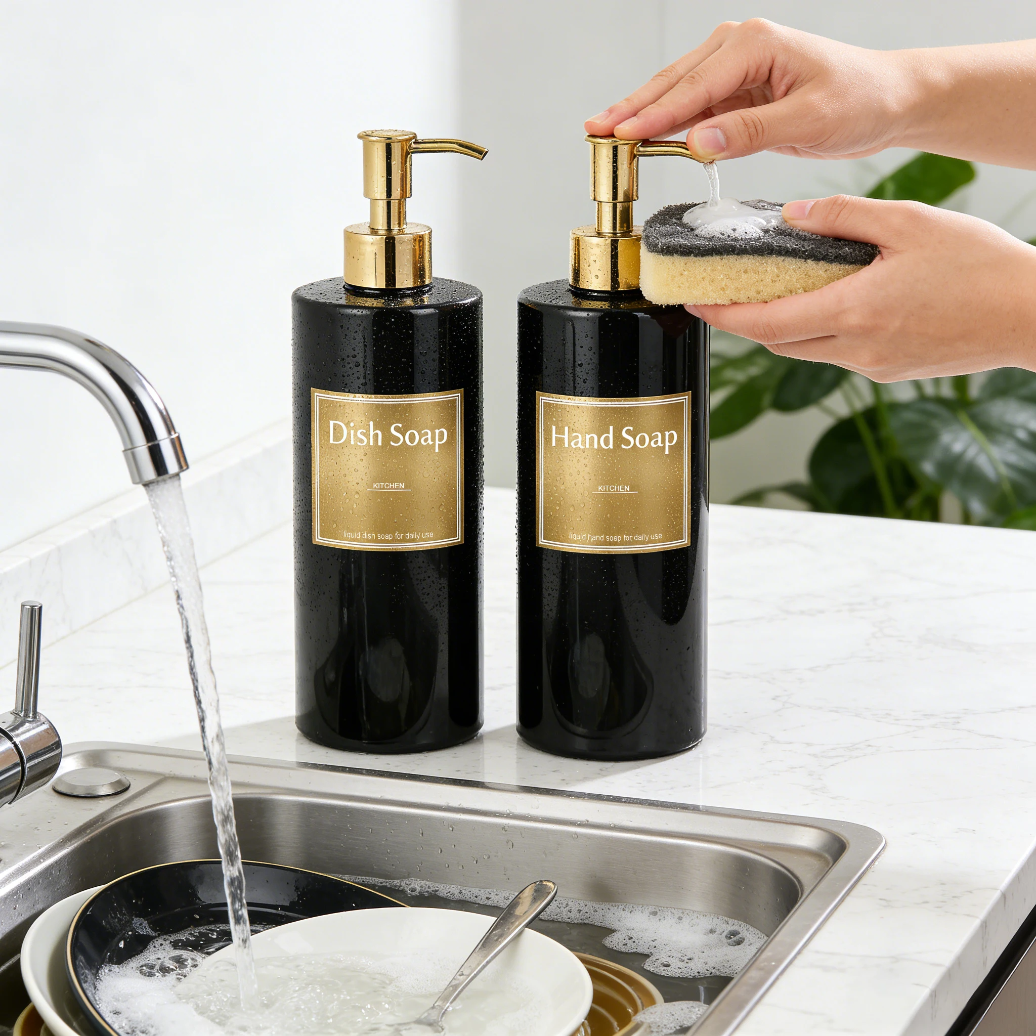 Black Gold Refillable Soap Dis - Home Bathroom Soap Dispenser 评论和价格