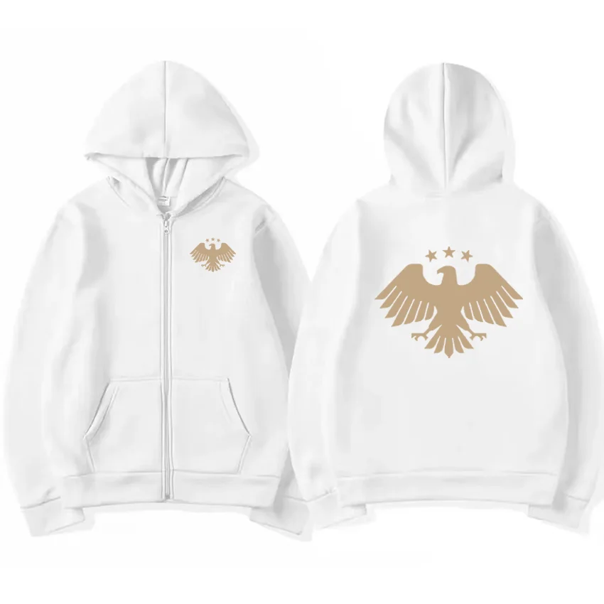 Syrian Eagle Graphics Printed Hoodie Men Women's fashion Coat Autumn Winter Zip Up Jacket Long sleeve Fleece vintage streetwear view 2