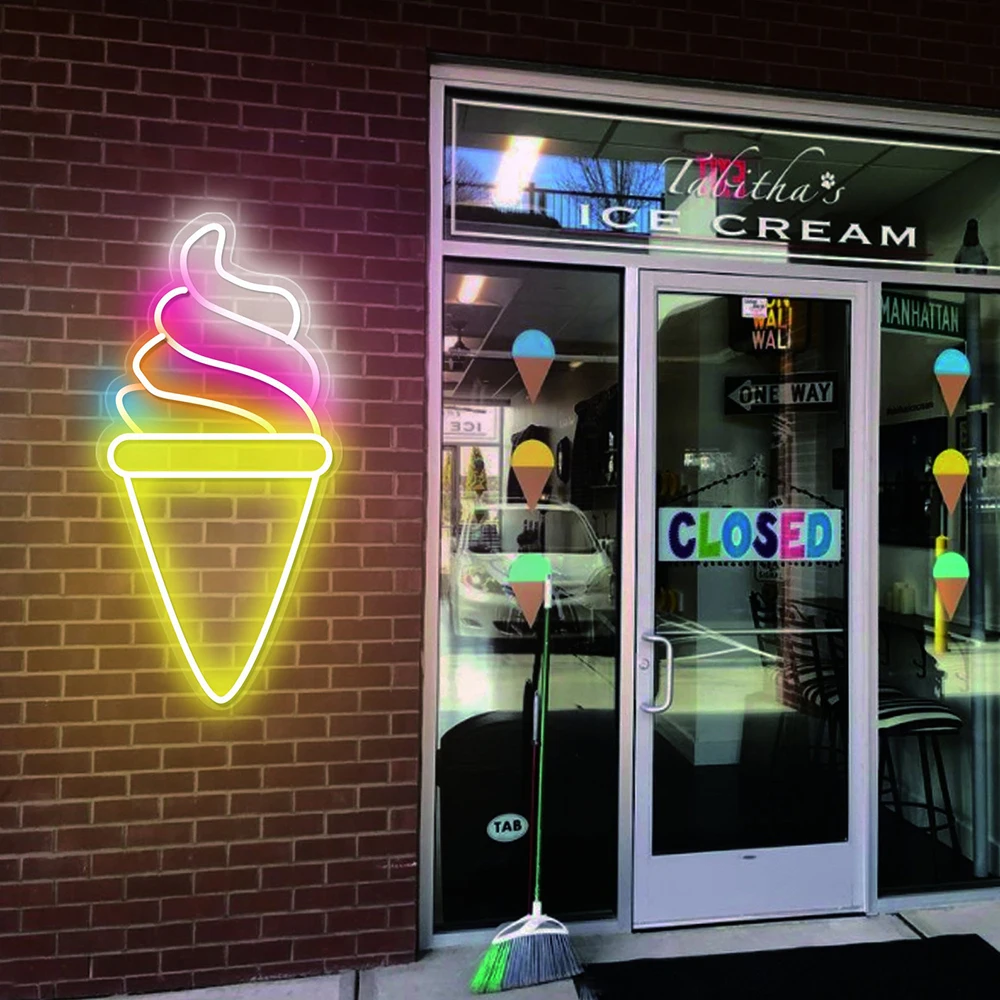 Ice Cream Neon Signs -Custom Coffee Shop Sign -Handmade Restaurant Led Light- Led Sign for Shop Wall Decor - Retro Ice Cream