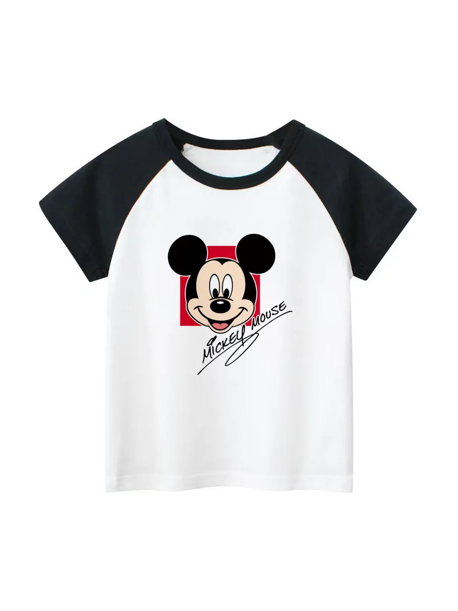 

Disney Mickey Cartoon T-shirt Tops Loose Fashion Children's Clothes Summer Thin Casual Short Sleeve Tees Kids Clothing Tshirts