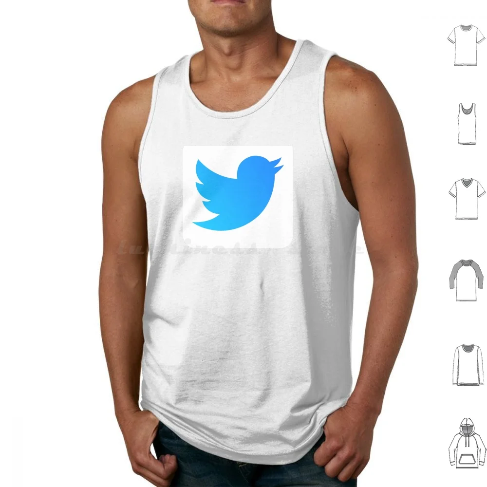 Logo Tank Tops Vest Sleeveless Logo Nach Shop Minimalist Slogan Blue Degraded Bird Birdie