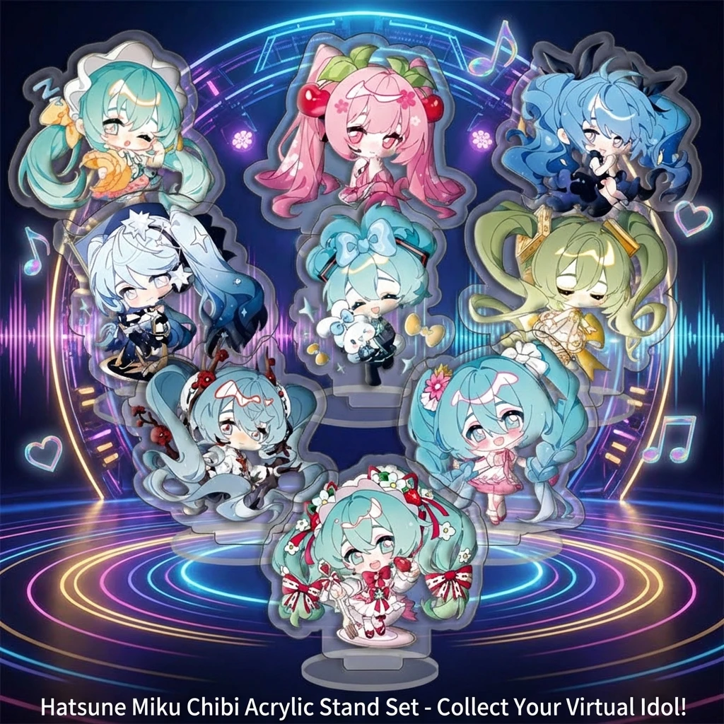 

Набор из 9 акриловых фигурок-подставок Hatsune Miku Princess: коллекционный набор виртуальных айдолов, аниме-мерч, милый декор для стола, подарок