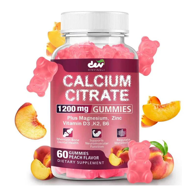 

Calcium Citrate Gummies 1200mg, Maintain Bone/tooth Health, Support Muscles and Immunity, 60 Gummies