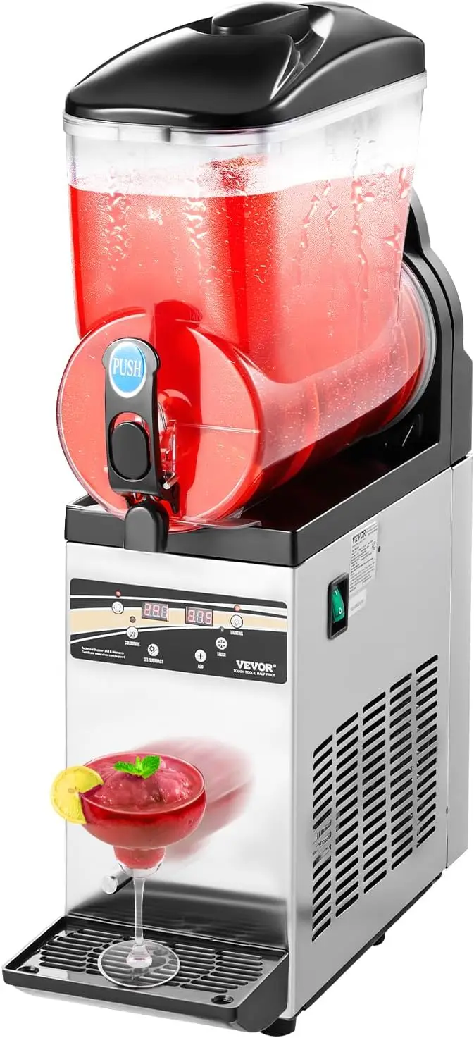 Slushie Machine 15L Single Tank Commercial Margarita Machine 60 Cups Stainless Steel Margarita Smoothie Frozen Drink Machine
