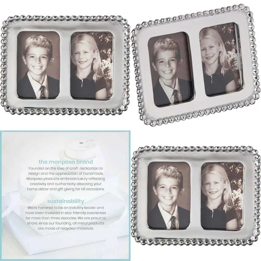 

Ручная работа. Двойная фоторамка 2x3 в стиле Silver Brillante из переработанного алюминия, сделано в Мексике.