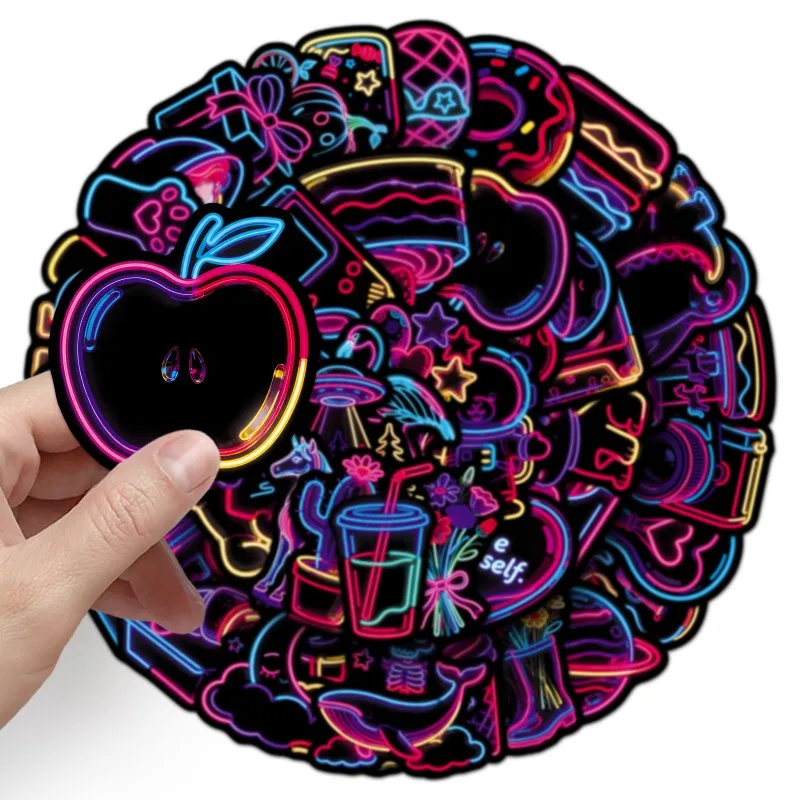 50PCS Cartoon Personality Neon Creative Graffiti Decorative Stickers