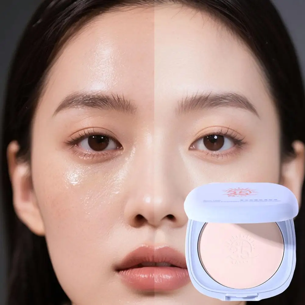 SPF 35 Sunscreen Powder Cosmetic Face Powder Oil-Control Matte Waterproof Concealer Makeup Pressed Powder Lasting R3C2
