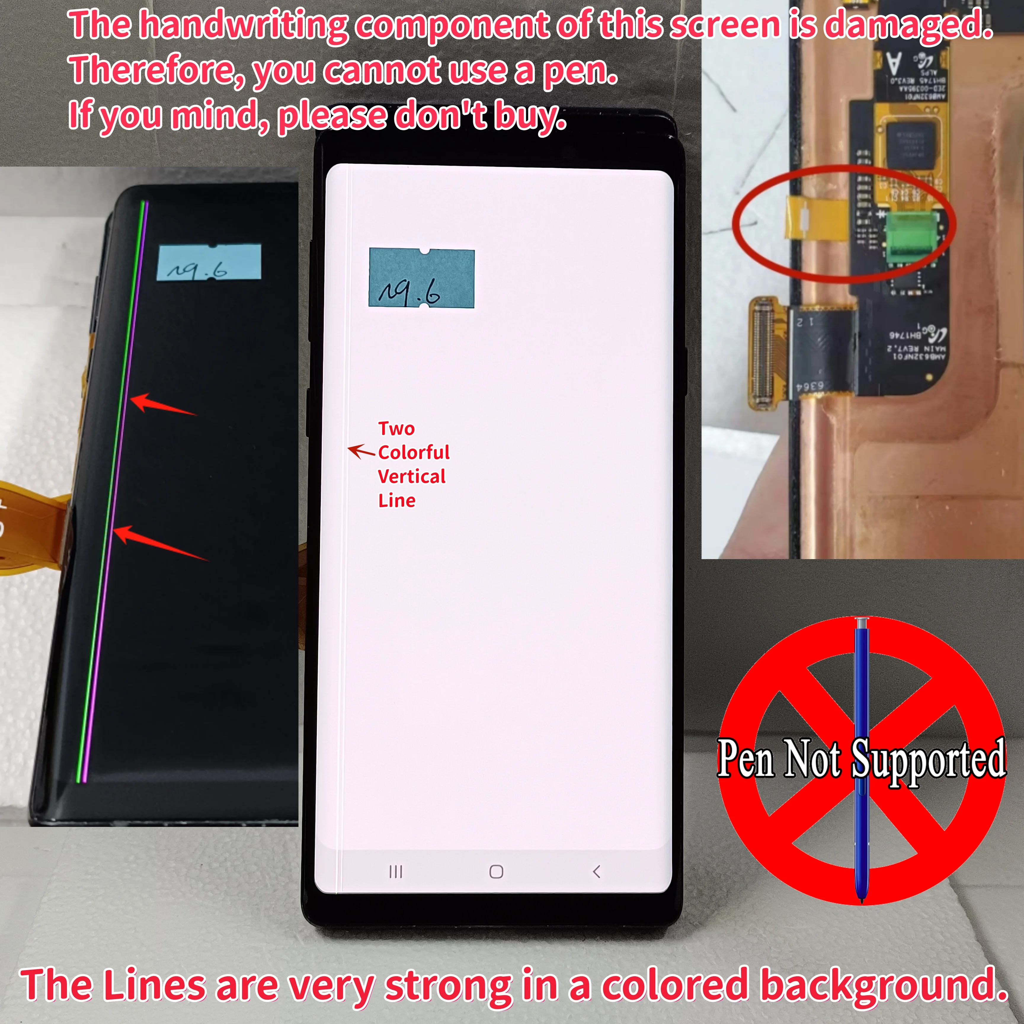 Super AMOLED For Samsung Galaxy Note9  Display Note 9 N960 N960U N960DS LCD+Touch Screen Digitizer Parts Replacement With Defect