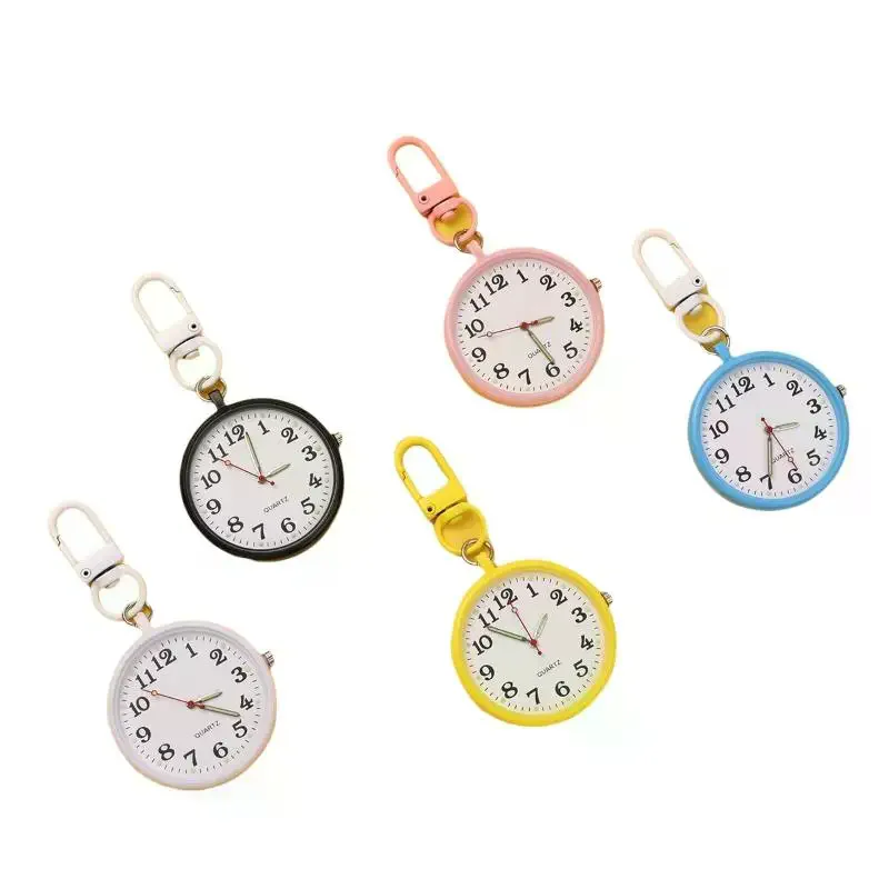 Portable Silent Exam Pocket Watch Alloy Case Reusable Keychain Design No Tick for Student Daily Carry