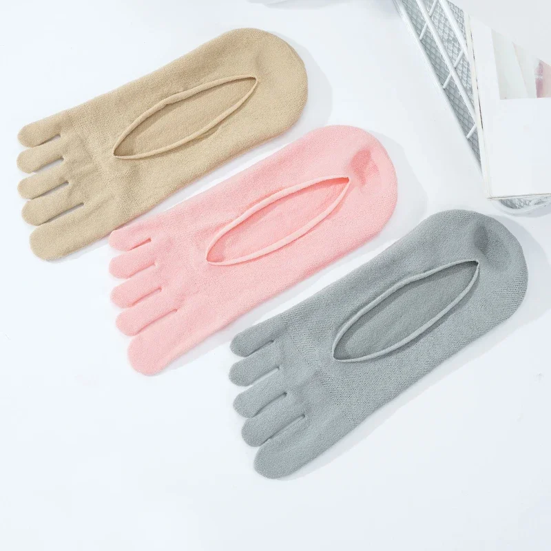 10 أزواج من الجوارب النسائية الصيفية بخمسة أصابع جوارب نسائية رفيعة للغاية وجذابة قابلة للتنفس جوارب غير مرئية من Sokken مضادة للانزلاق