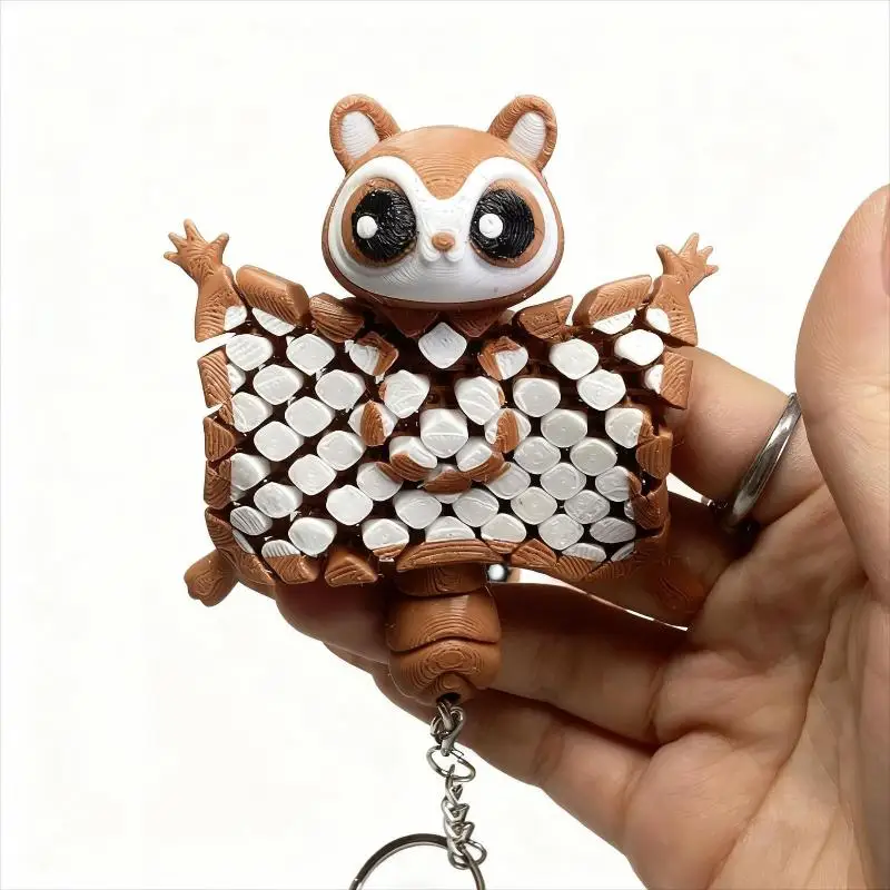 【Schön】3D-gedruckter niedlicher Flug-Eichhörnchen-Anhänger, Schlüsselanhänger, Dekoration, Taschenanhänger, hängendes Zubehör, Spielzeug, Geschenk