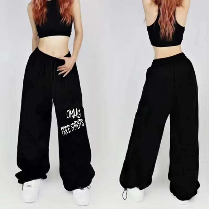 

Women Hip-Hop Fashion New Style Pants High-Waisted Spring/Summer Trendy Women's Long Pants Street Style Letter Print Sweatpants