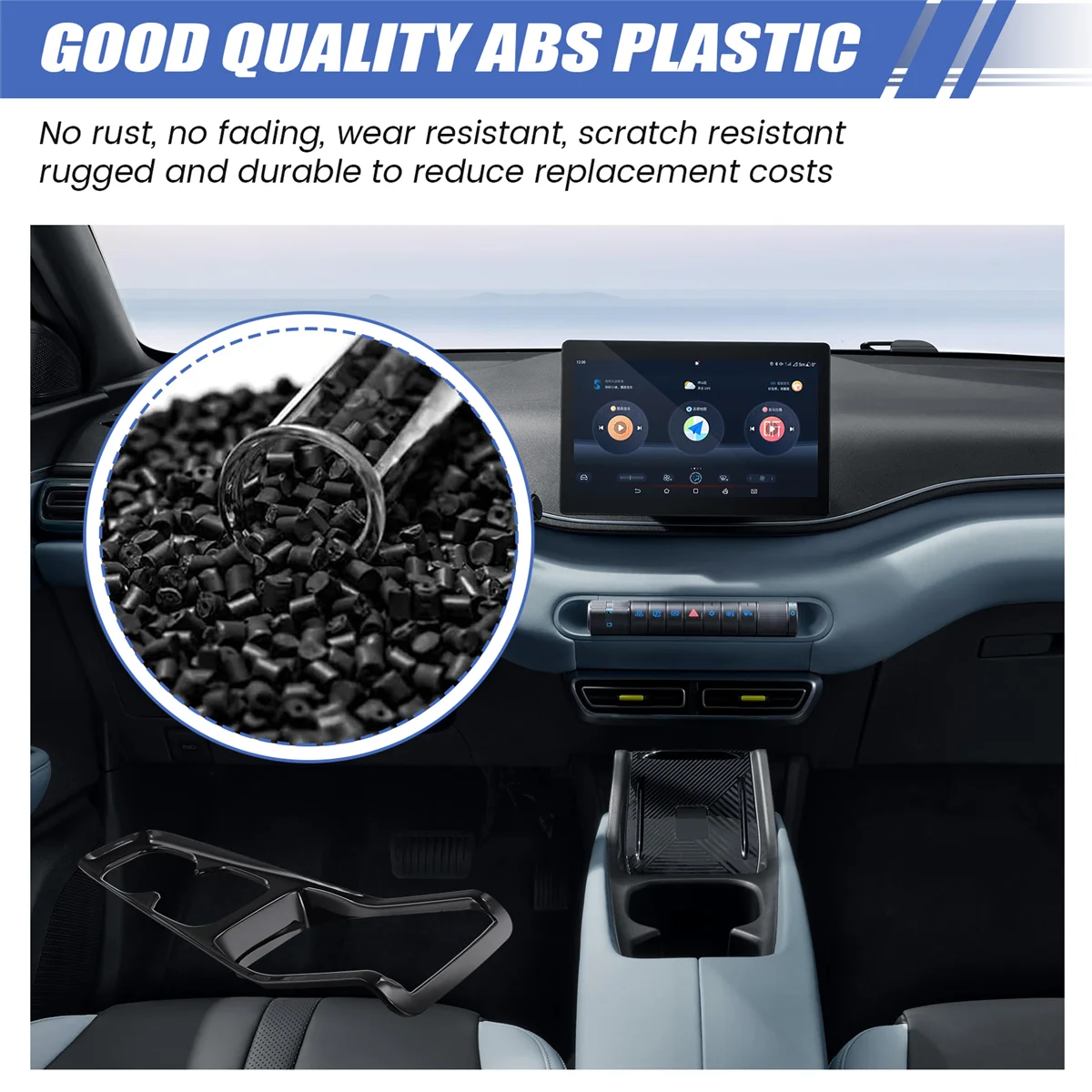 Black Car Interior Wireless Charging Pad Frame Cup Holder Cover Trim for Dolphin Mini / Seagull