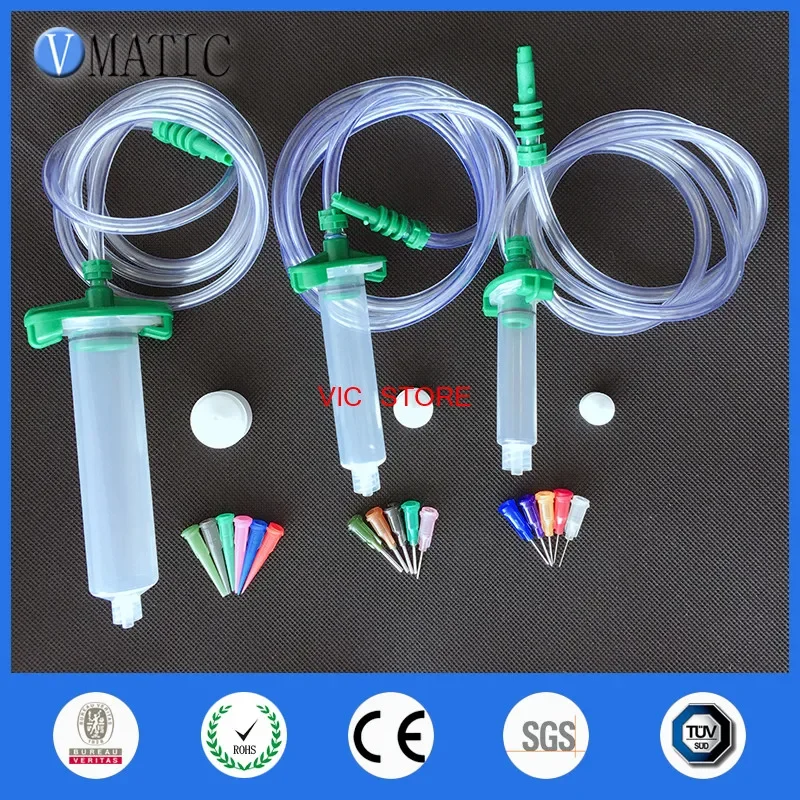 Free Shipping Liquid Dispenser Solder Paste Adhesive Glue Pneumatic Syringe Adapter + Needle Tip Each 2 Sets Total 6 Sets