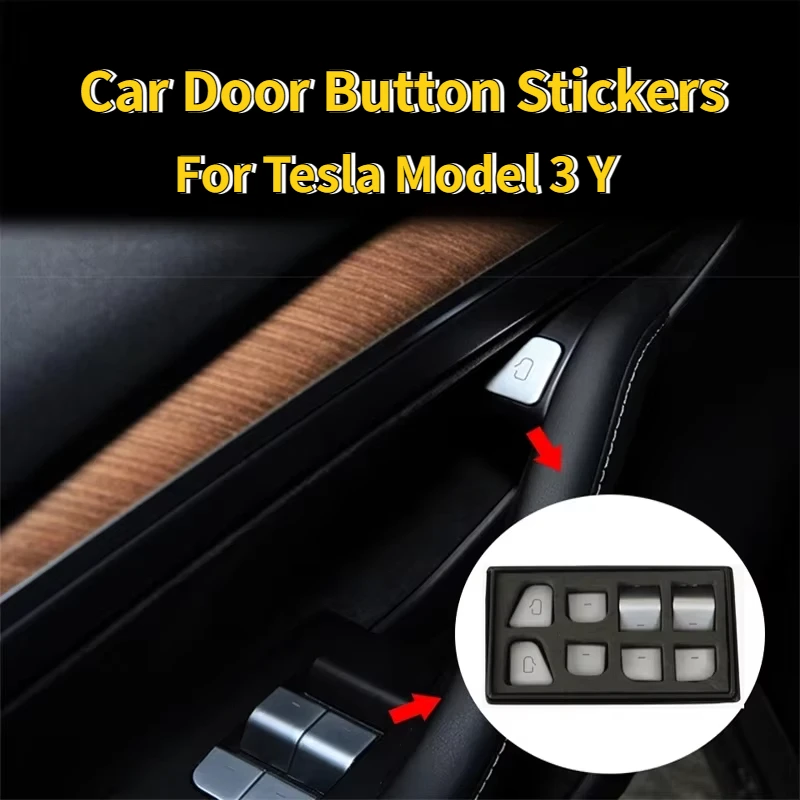 

11PCS Window Switch Sticker for Tesla Model 3 Y ABS Car Window Lift Switch Button Door Open Sticker Trim Interior Accessories