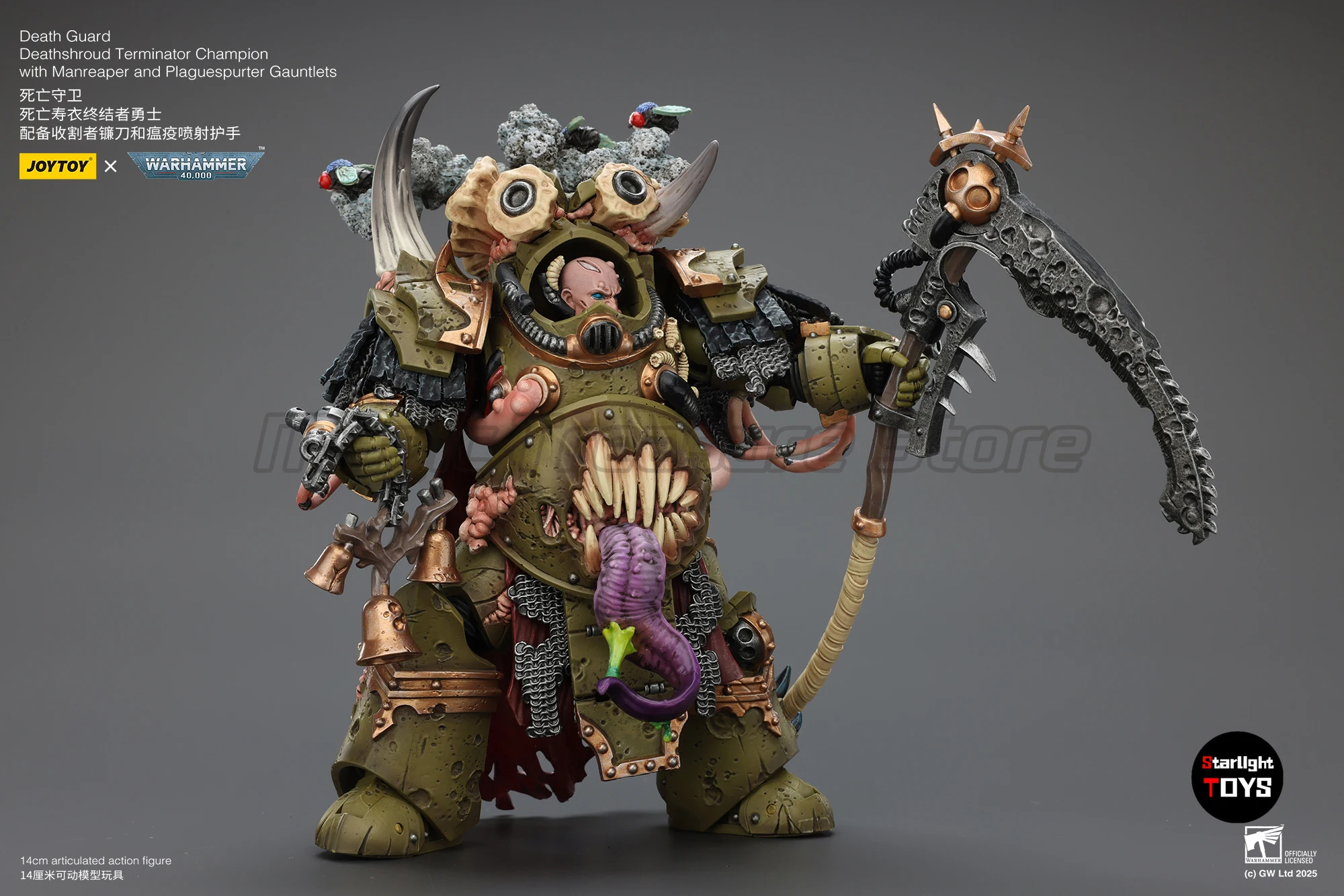 

【24 Hours Delivery】JOYTOY Warhammer 40K 1/18 Death Guard Terminator Champion with Manreaper and Plaguespurter Gauntlets