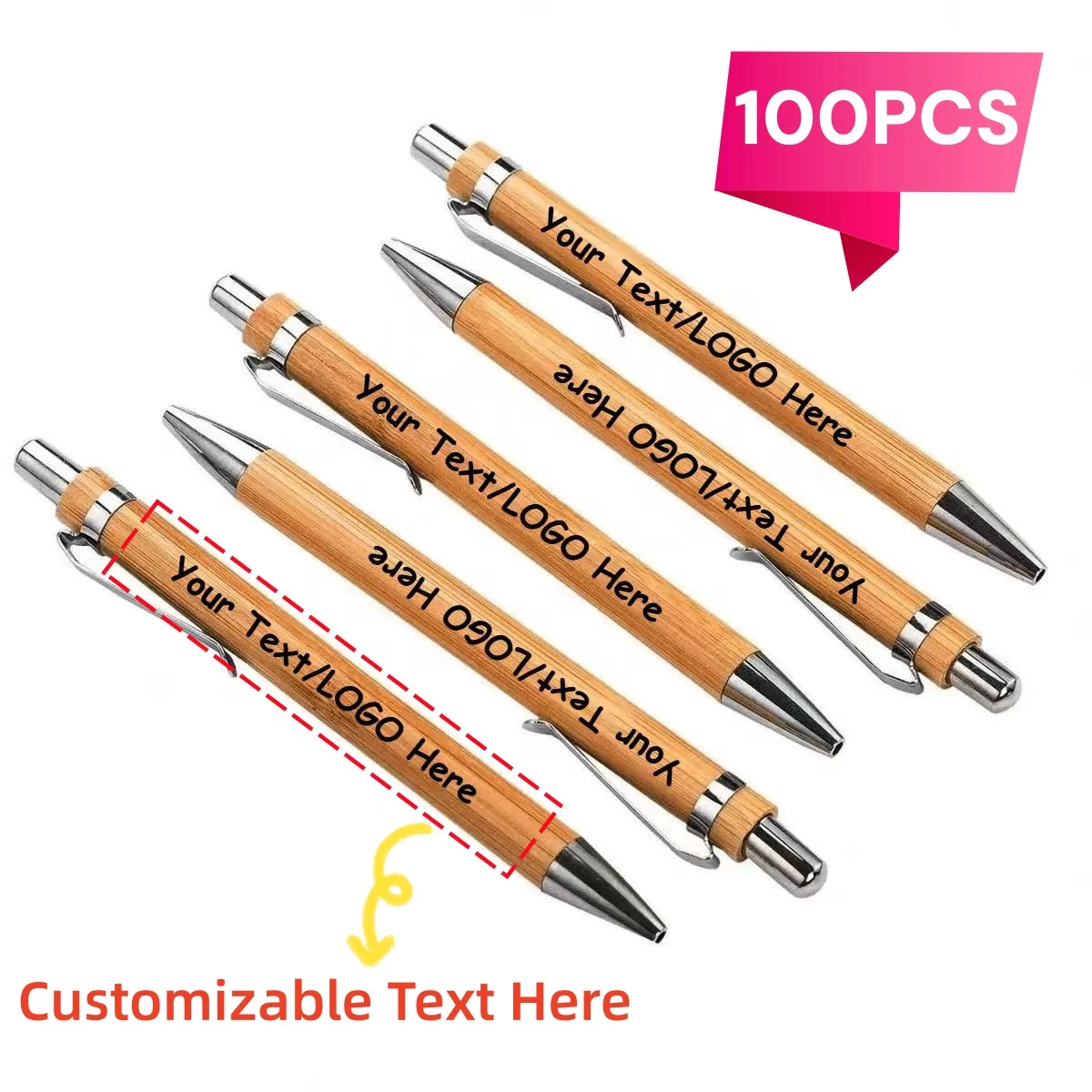 

100PCS Personalized Custom Bamboo Pens Unique Bridal Party Gifts Sustainable Country Wedding Favors Custom Hotel Meeting Pens