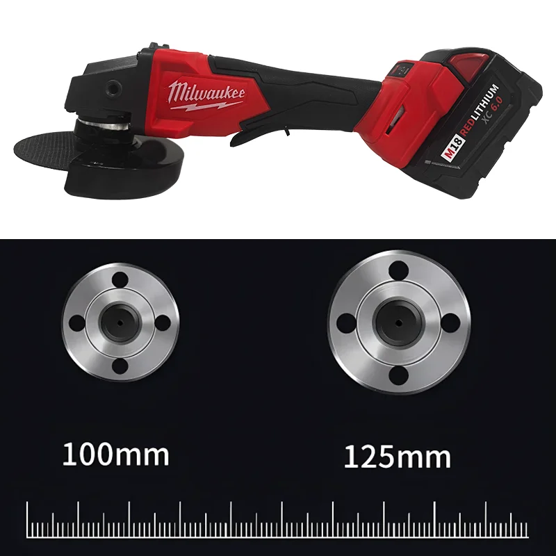 Milwaukee 125mm/100mm Brushless Angle Grinder 3 Gears Cordless Electric Polishing Variable Speed Cutting Machine 18V Power Tools