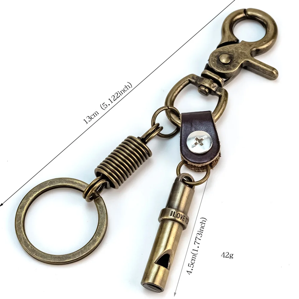 New trendy new hip-hop style creative whistle keychain, retro and unique alloy whistle pendant, cultural and creative craftsmans