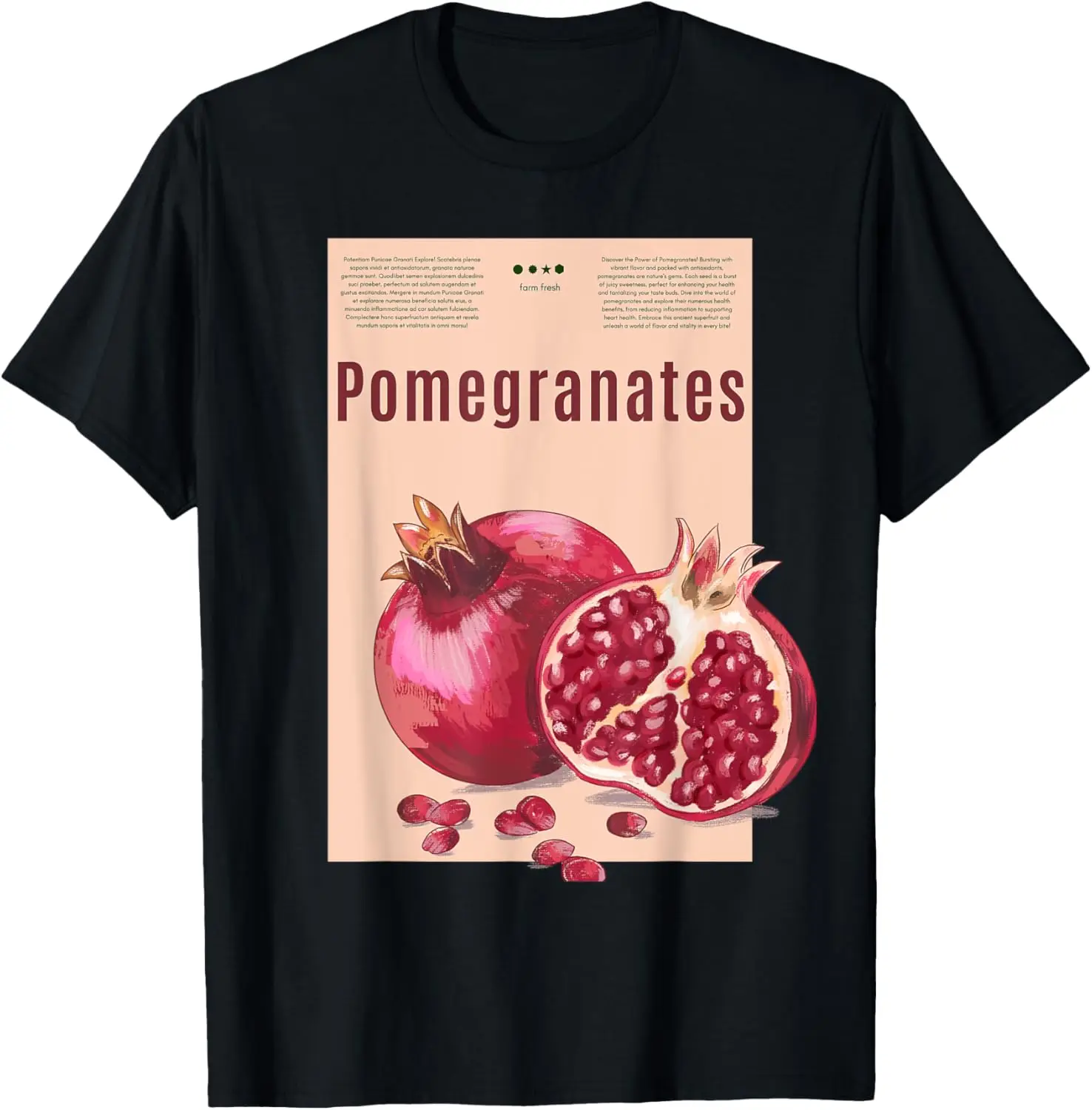 Estética Romã Jardinagem Romã Amante de Frutas Camiseta