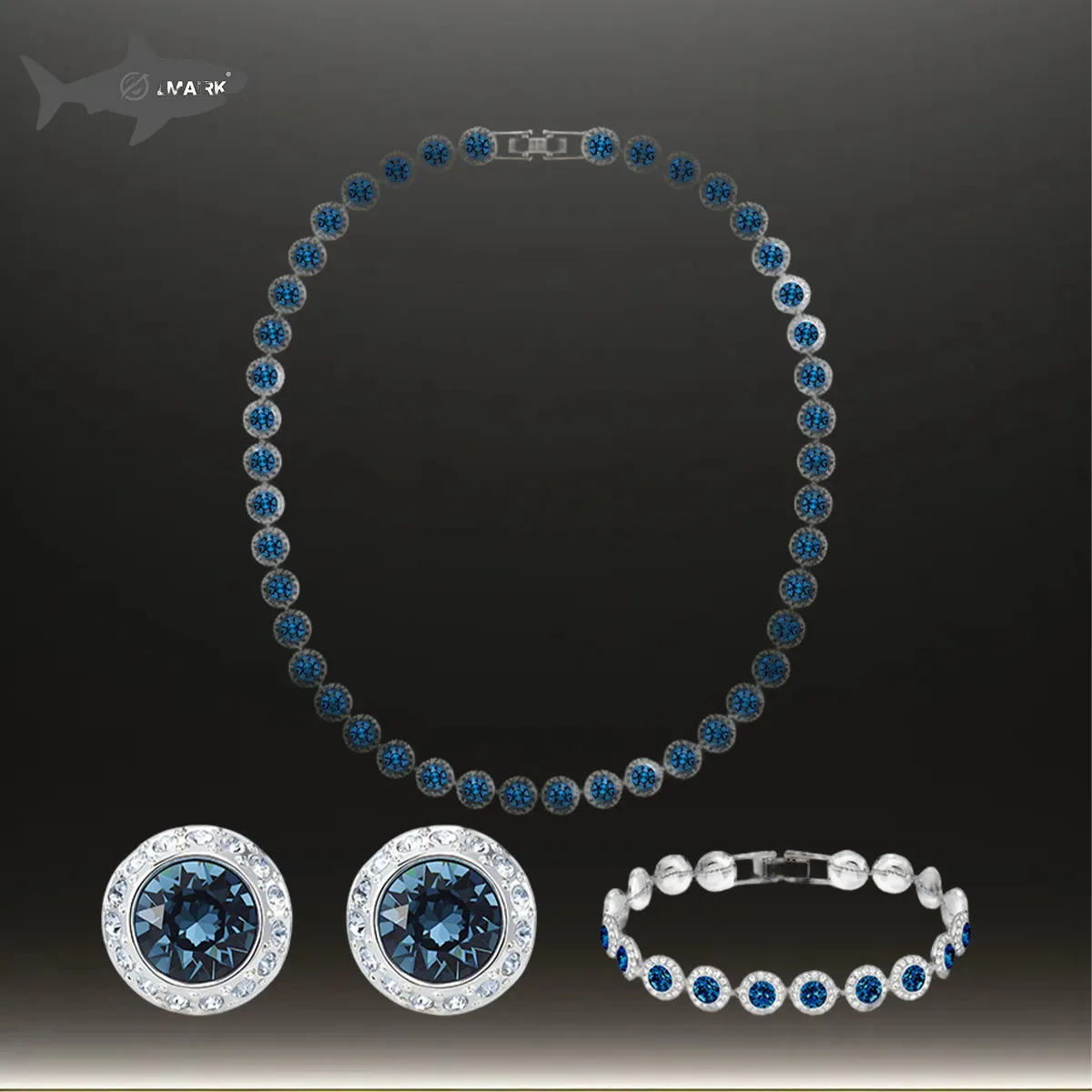 

2025 Hot Selling High-end Jewelry Crystal Necklace Earring Bracelet Three Piece Set Ocean Heart Color Matching Dinner Preferred