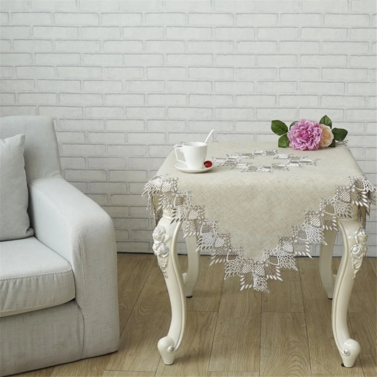 

New Table Runner 23.6 Inches Beige Embroidered Runner Lace Centerpiece for Dresser Tops, Dining Tables