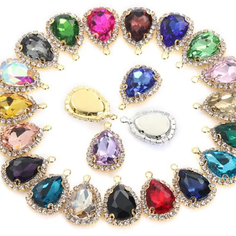 10Pcs Crystal Glass Charms Rhinestones Pendants Copper Connectors for DIY Earrings Necklace Pendant Jewelry Making Accessories image 2