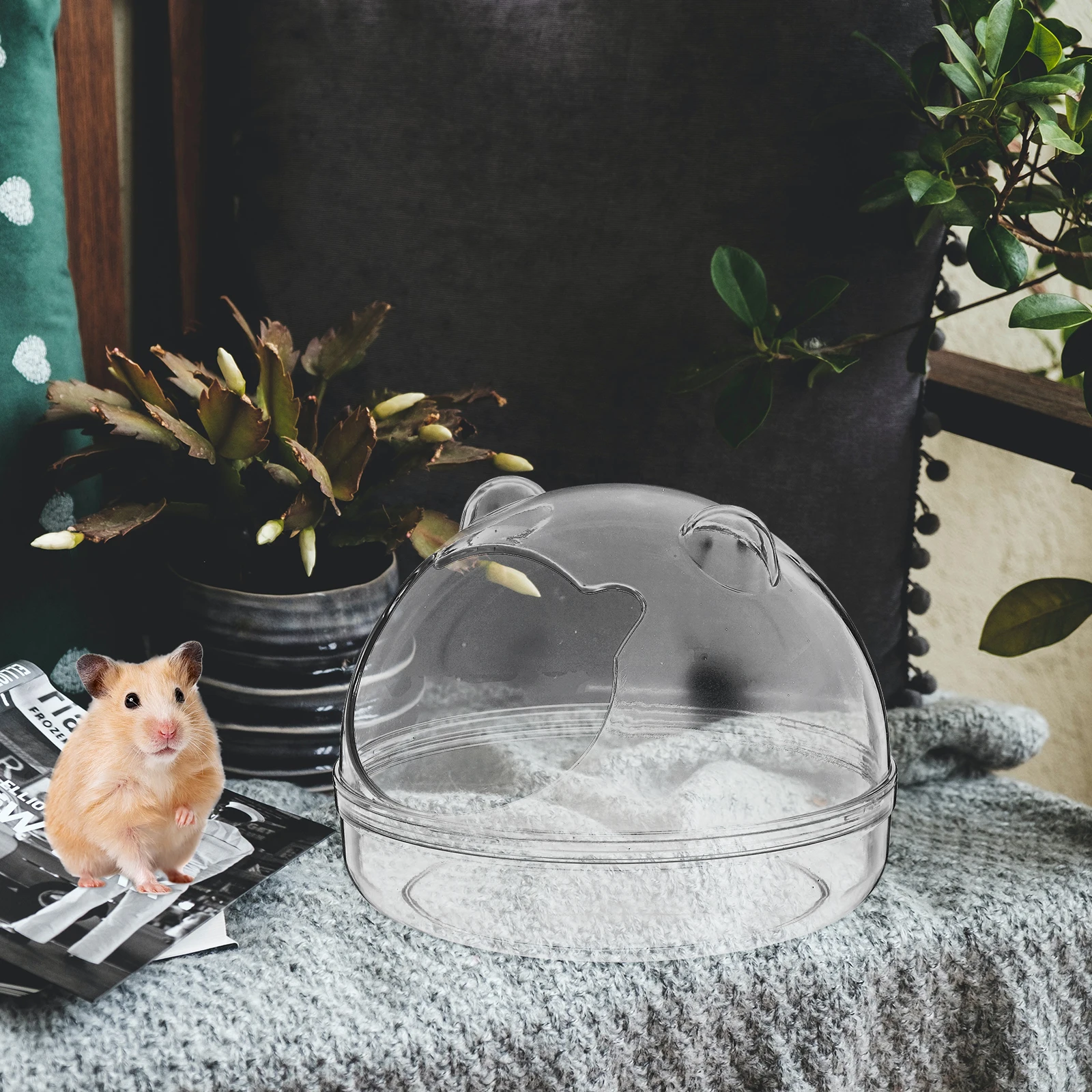 

Hamster Bath Room Small Pet Container Plastic Transparent Bathtub Bathing Sandbox Sand Scoop Anti Skid Smooth Edges Tub Feeder