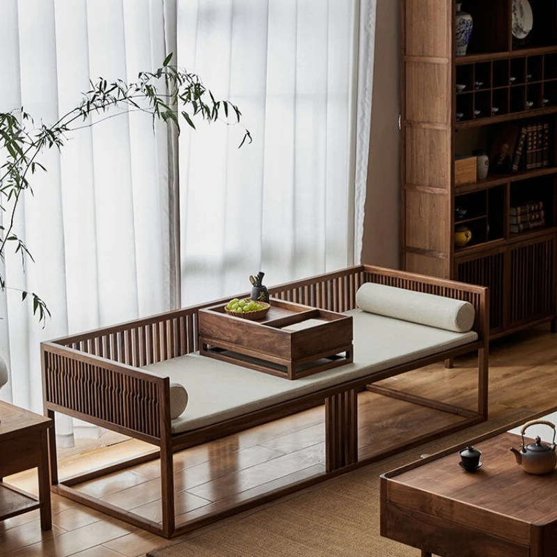 

Living room simple Arhat couch black walnut small apartment sofa bed bed
