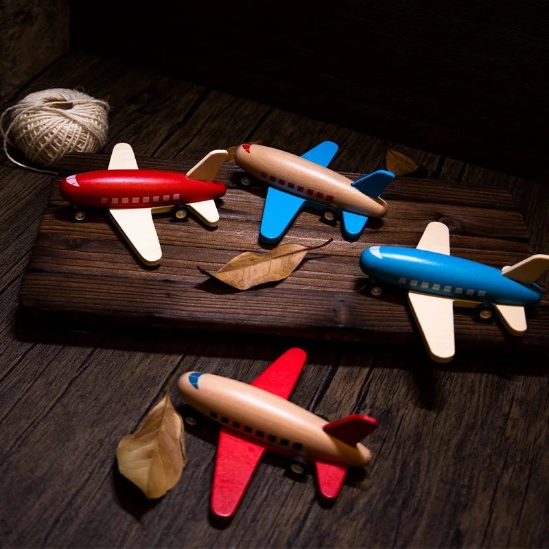 Avión de juguete de madera ecológico para niños, Mini avión bonito, vehículo educativo para niños pequeños, Juguetes para bebés