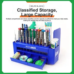 RELIFE RL-001G Multifunctional Desktop Storage Box for Mobile Phone Repair Tools Screwdrivers Tweezers Organizer Holder Rack