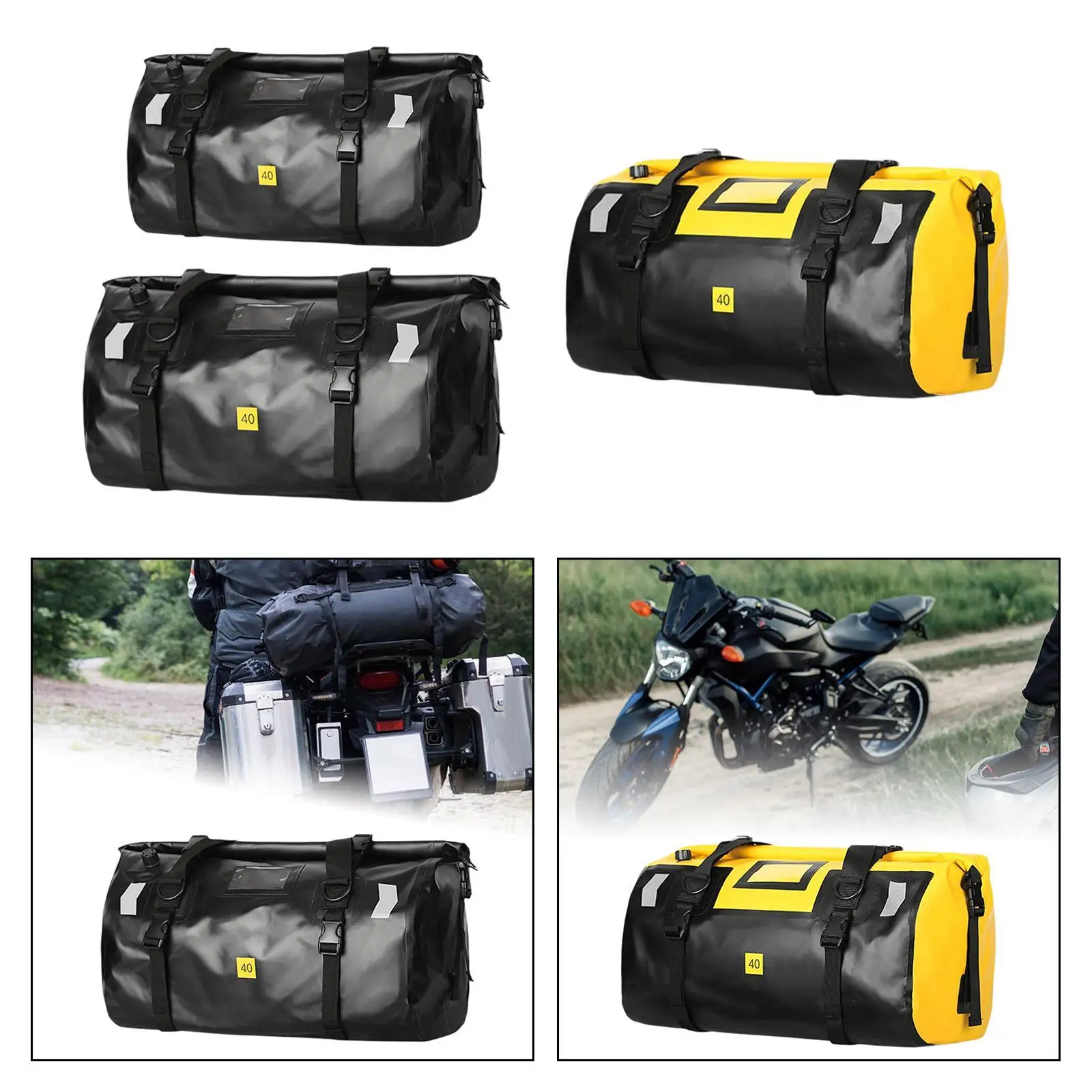 

Motorcycle Tail Bag Waterproof Saddle Duffle Luggage Portable Dry Bag Storage Bag Sturdy Rear Rack Trunk for Daily Commuting