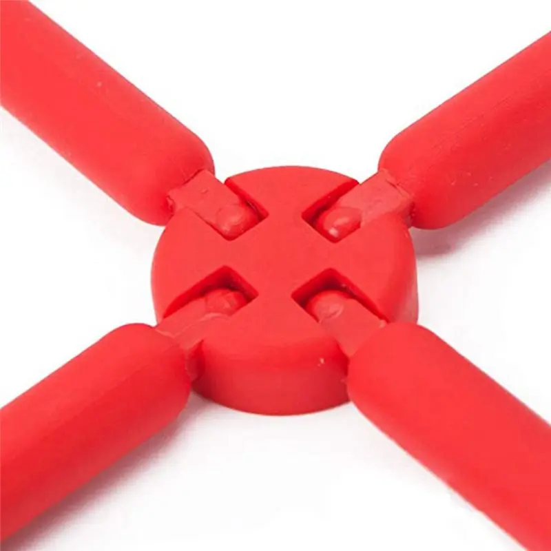 Y51A 3 Pack Foldable Silicone Trivet, Expandable Pot Holder for Hot Dishes, Non-Slip Heat Resistant, Red, 8.5x8.5in