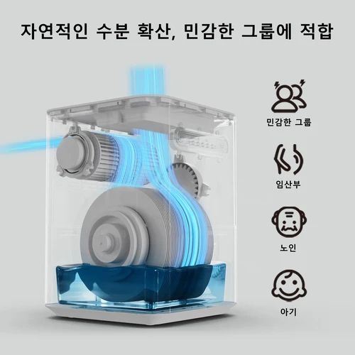 안개 없는 순수 가습기, 안개 없는 증발 공기 가습기, 수로 청소, 10 ㎡-20 ㎡ 침실용, 4L, 350mL/h 