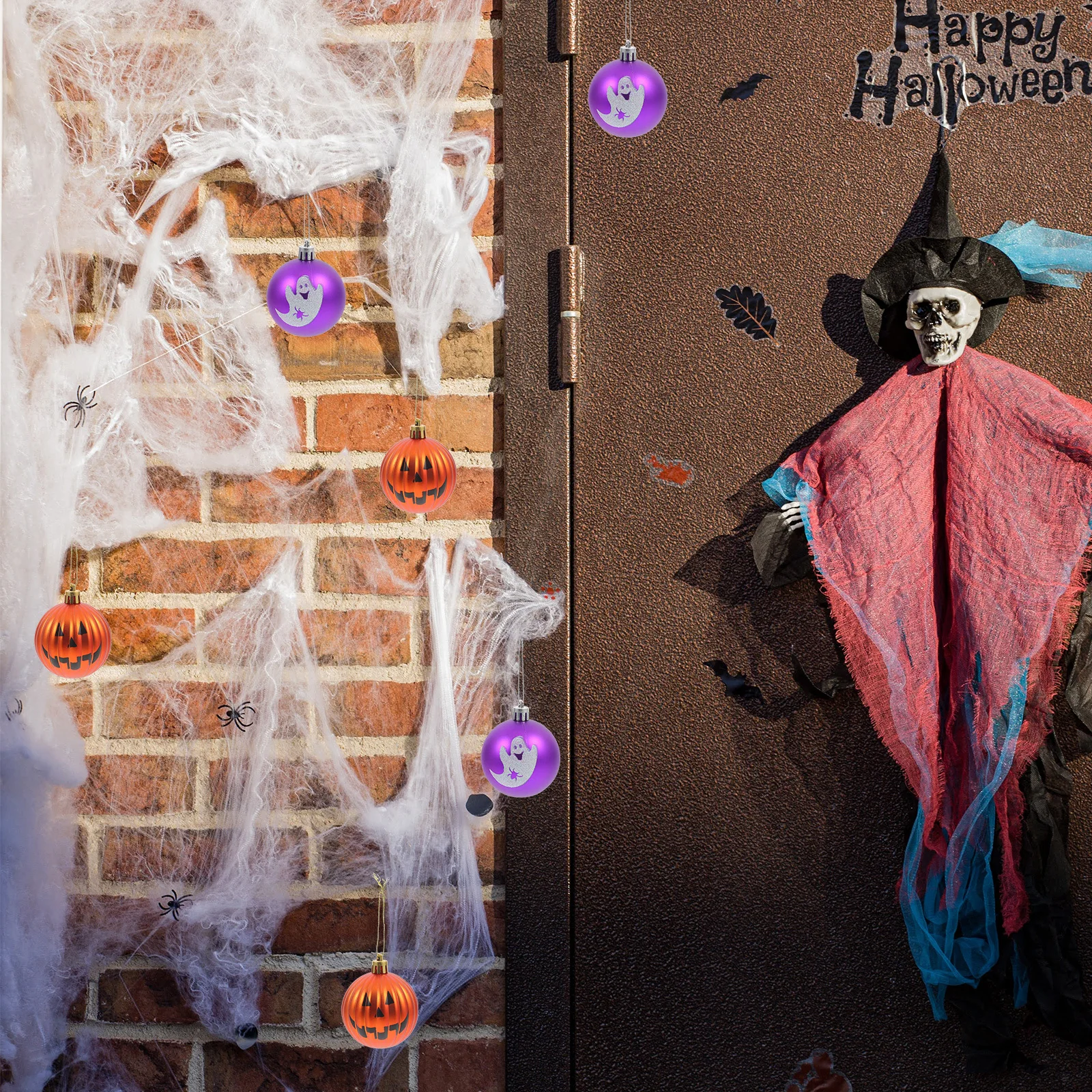 6 قطع من كرات اليقطين المبتسمة للهالوين، زينة معلقة، مستلزمات حفلات الهالوين، مستلزمات حفلات المهرجانات