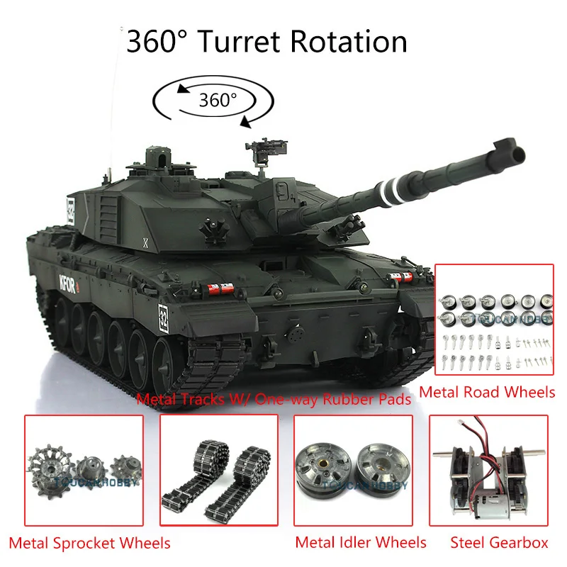 

Heng Long 1/16 Dark Green 7.0 Challenger II RC Tank Toys 3908 Radio Control Vehicle Cars Metal Tracks W/ Rubbers for Boy TH17752