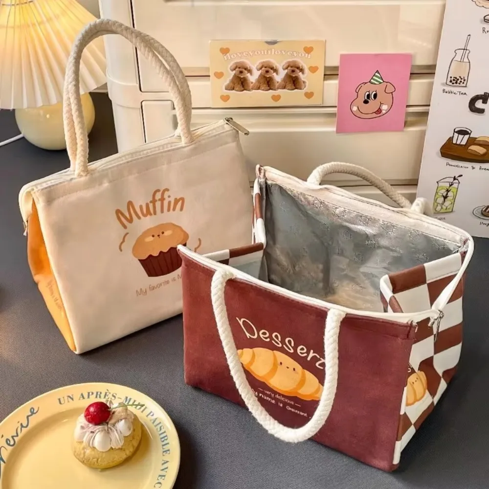 

Portable Large Capacity Thermal Lunch Bags Cartoon Pattern Zipper Lunch Box Pouch Food Storage Bags
