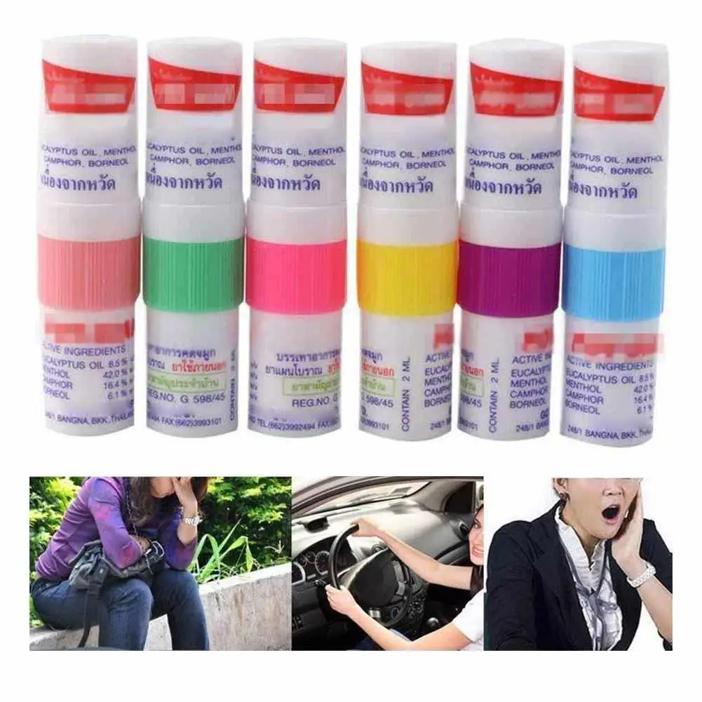 

6Pcs Nose Inhaler Thailand Mint Cylinde Refresh Brain Anti Fatigue Tube Cure Stuffy Runny Nose Nasal Inhaler