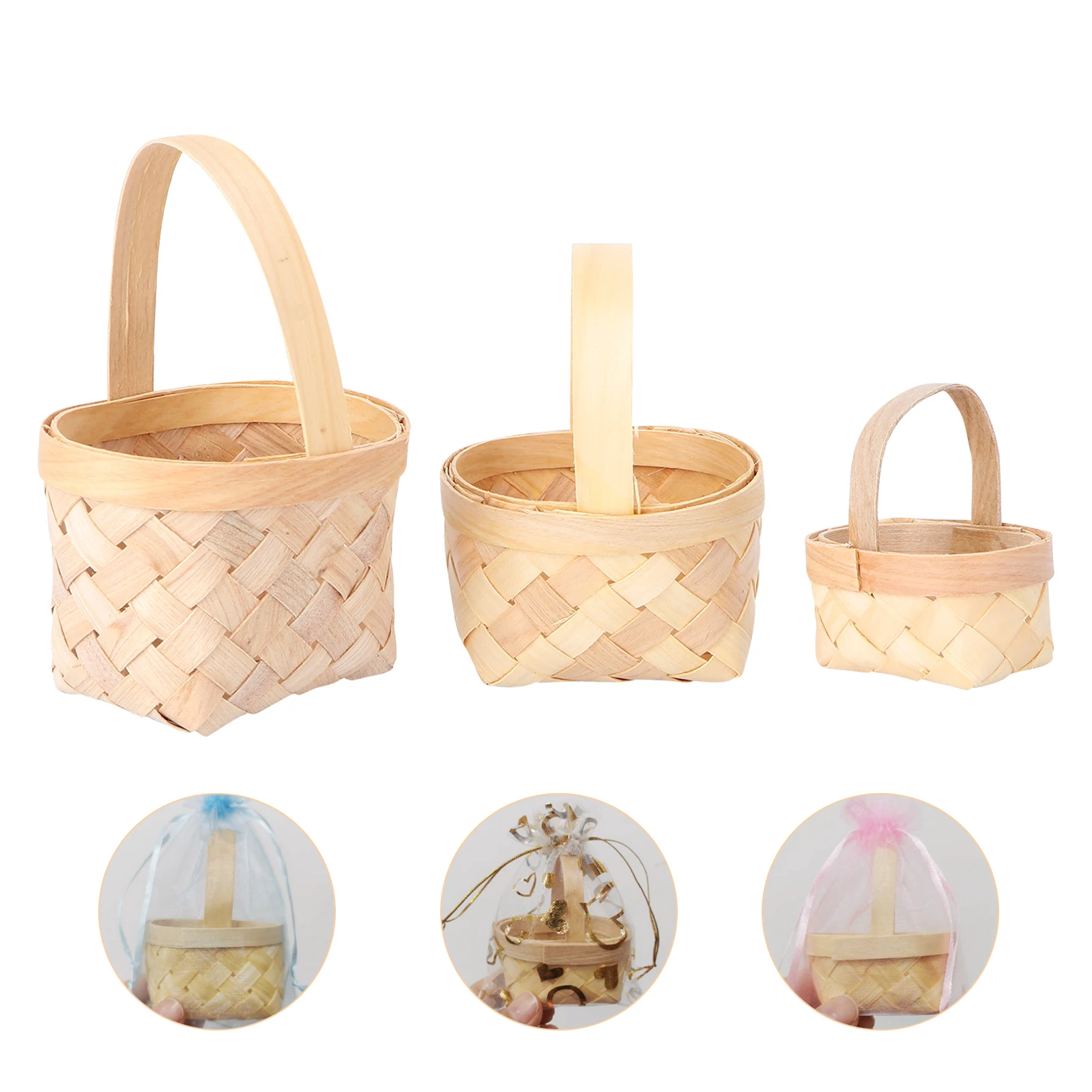 3 pezzi Mini cestini intrecciati H giocattoli per bambini dimensioni grandi medie piccole materiale in legno sicuro borsa leggera per giocare a decorazioni per la casa idee regalo