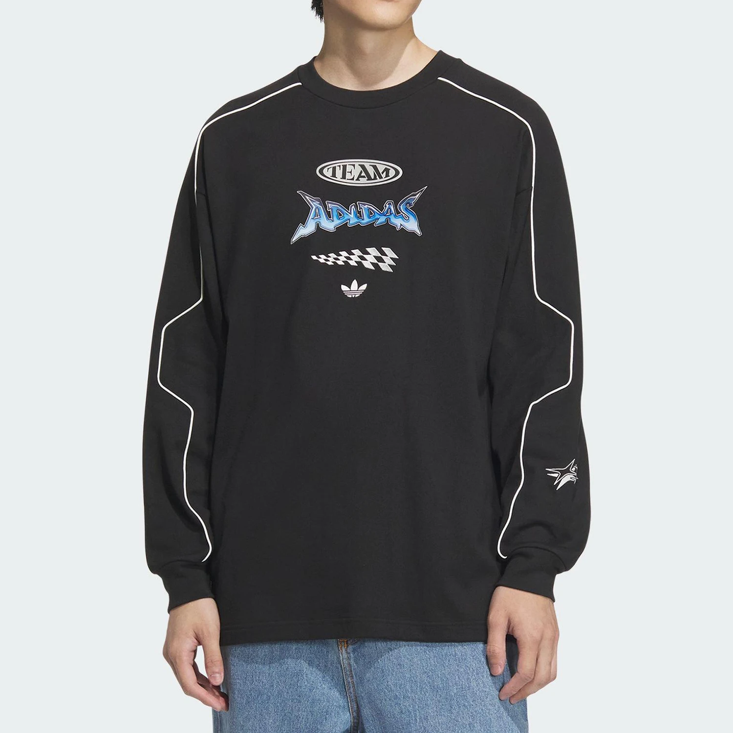 Adidas Official Authentic Spring New Men's and Women's Loose Pattern Three Stripes Sweatshirt JM8037