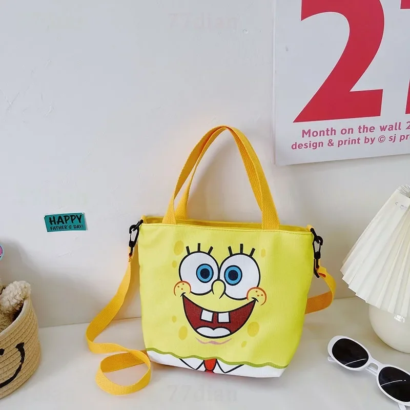 SpongeBob Messenger Bag Kids Cartoon Cute Canvas Travel Anime Boys Girls Kindergarten Children Tote Lunch Shoulder Storage Bags